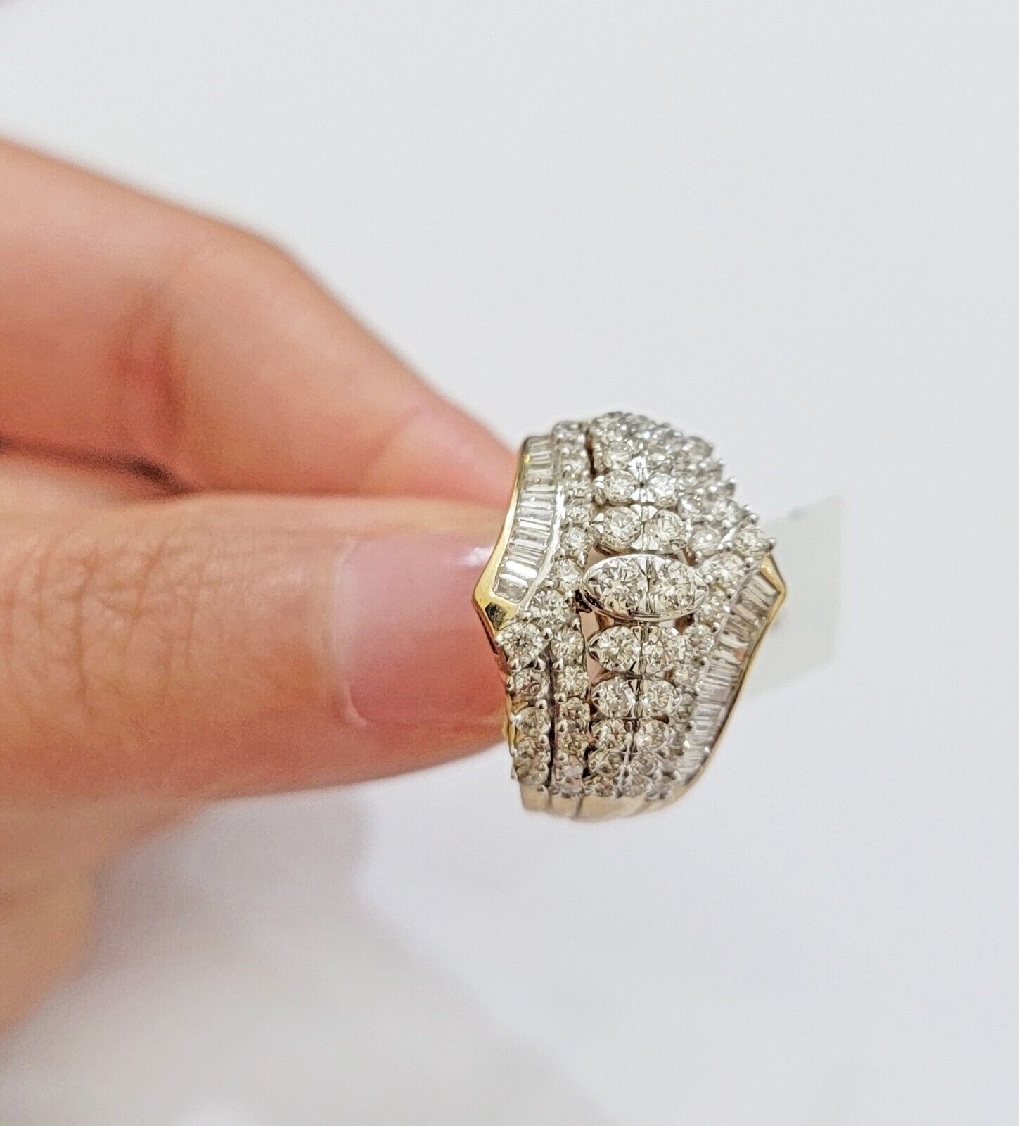 Ladies Diamond Ring Solid 10k Yellow Gold 1.50CT Natural Diamond women band REAL - GoldenlinQ